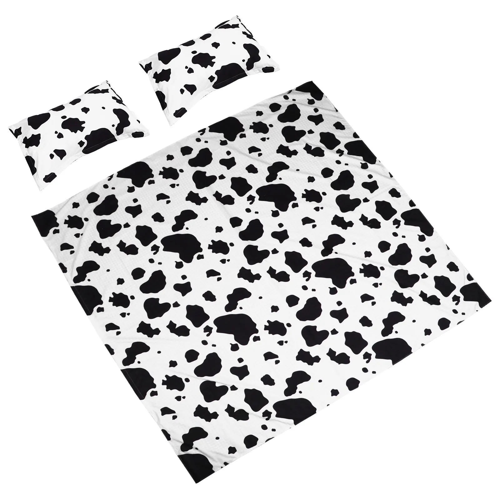 

3Pcs Cotton Bedding Set Cow Printed Quilt Cover Pillowcases Cartoon Bedroom Decor Cot Sheets North Style