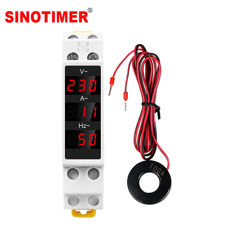 Three Display 80-500V AC Digital Volt Amp HZ Ammeter Voltmeter Current 1-100A Frequency 0-99HZ Voltage Indicator Meter Tester