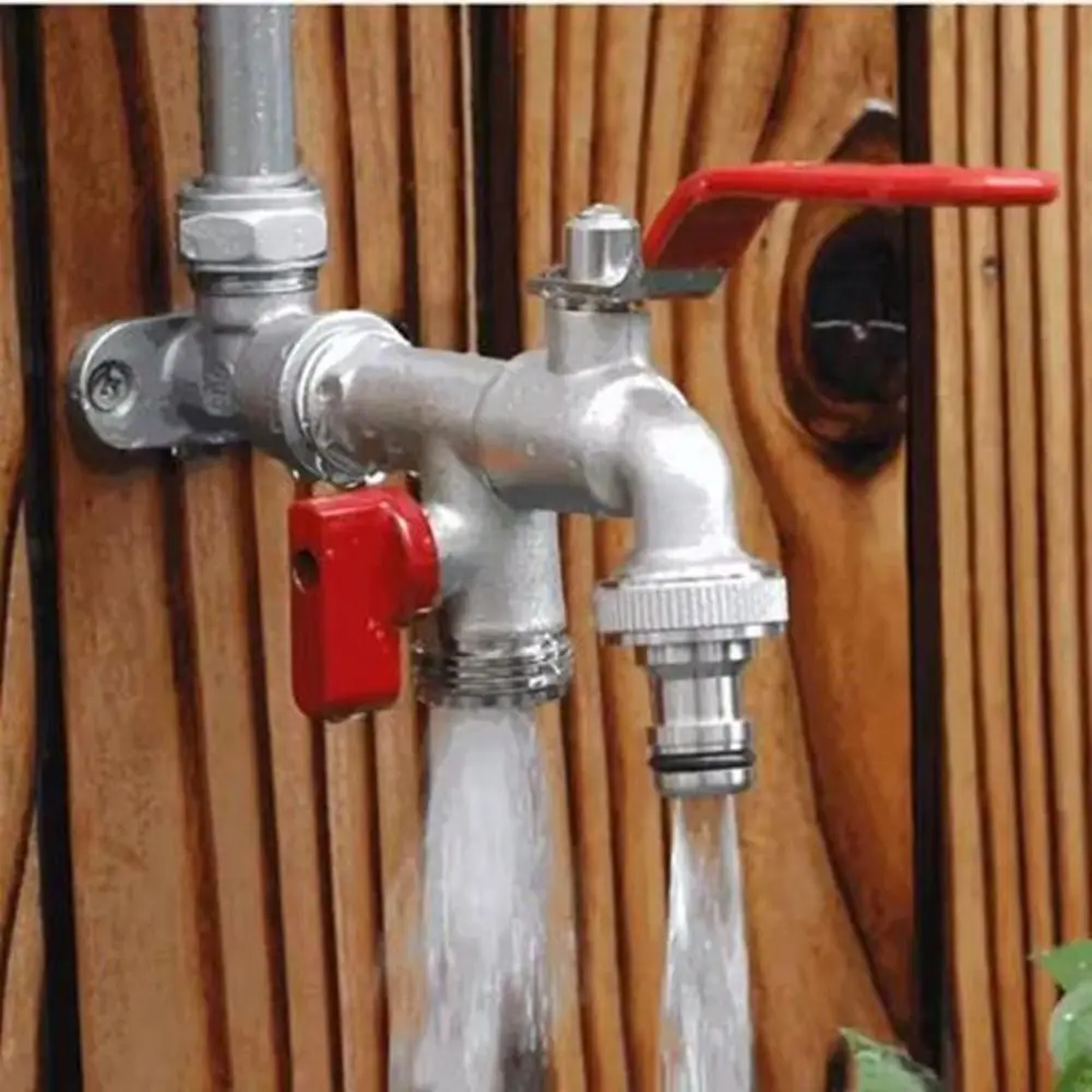 سبائك الزنك المزدوج الحلمة صنبور العالمي 1 مدخل 2 منفذ صمام مزدوج صنبور سهلة تشغيل/إيقاف المزدوج منفذ صنبور غسالة