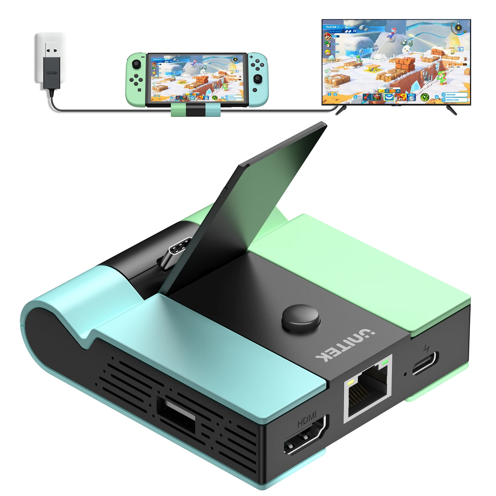 Mini station de commutation de jeu Type C vers HDMI, avec Ports USB 2.0, RJ45 Ethernet PD, chargement Compatible avec Nintendo Switch 2, accessoires