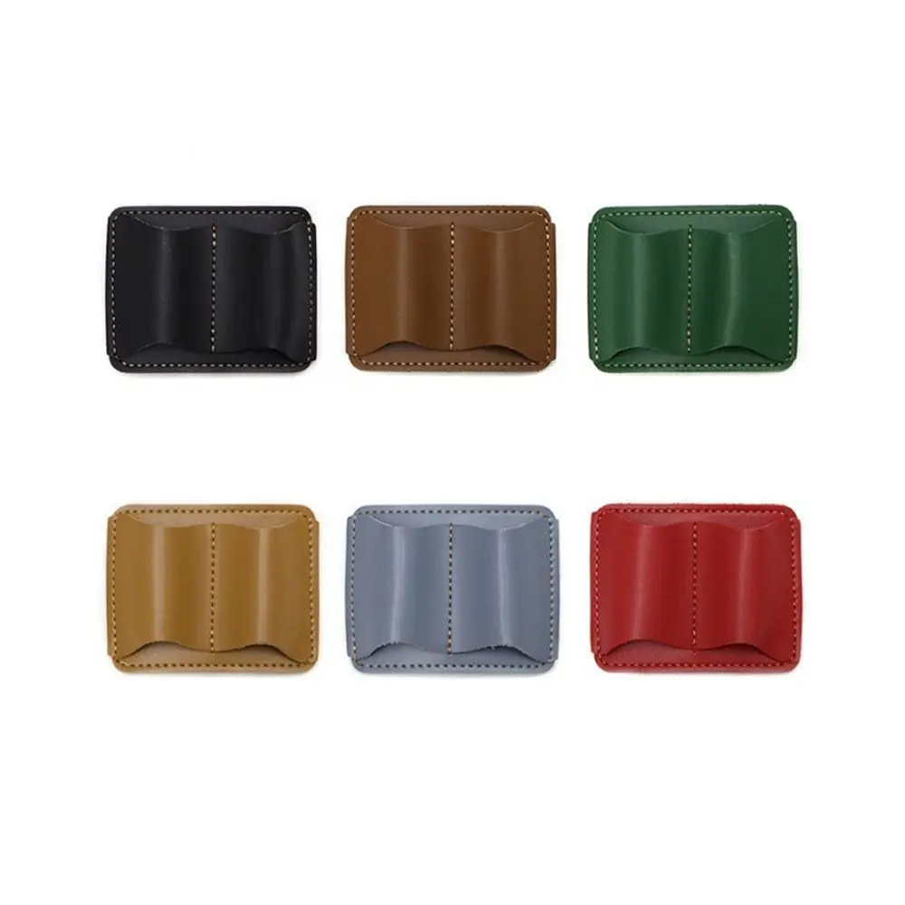 Double Vintage Leather Pen Loop Holder Metal Clip Elegant Retro Pen Holder Dual Pen Slots Anti-lost Leather Pen Clip Stationery