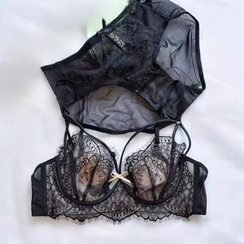 

Комплект кружевного сексуального белья для женщин с большой грудью, с эффектом коррекции фигуры, мягкая стальная подкладка, ультратонкий бюстгальтер в стиле свадебного платья