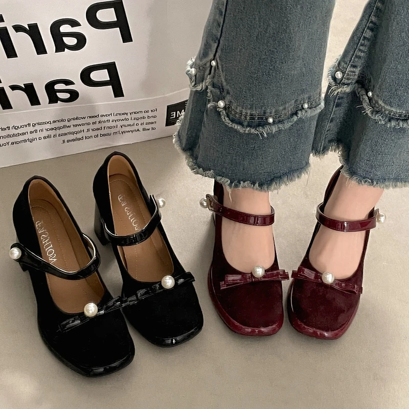 

Platform Thick Heel Women Mary Jane Shoes Ladies Elegant Wedding Party Pumps 2026 Spring Autumn Ladies Designer Single Shoes