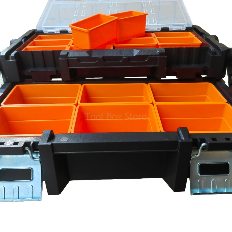 Portable Tool Box Parts Toolbox Organizador de Ferramentas de Hardware Grande Estojo Dobrável Duro 2 Estágios Caixa de Armazenamento de Parafusos Estojo de Ferramentas Vazio