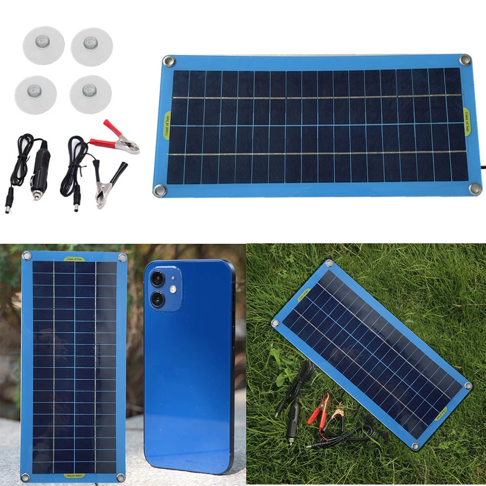 Cargador de batería de coche 12V Panel Solar Camping al aire libre para acampar para vehículos instalación Flexible cargador Solar batería 43*20cm