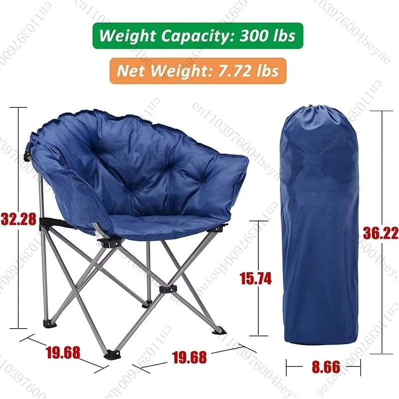 كرسي قمر محمول خفيف الوزن قابل للطي للتخييم مع حامل أكواب ودعم خلفي يصل إلى 120 كجم #2