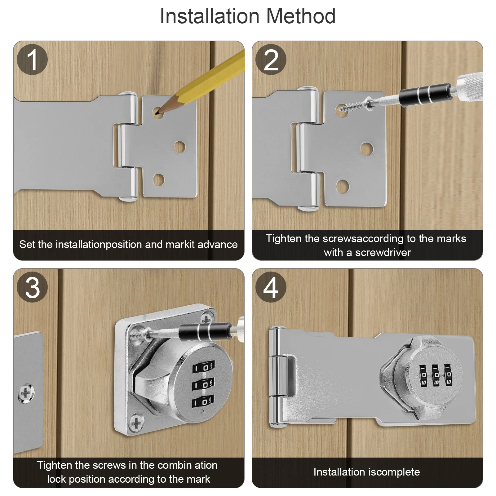 Zinc Alloy Hasp Slide Trava Senha Bloqueio, Keyless Combinação Bloqueio para Cozinha Gavetas Armário Porta do Armário