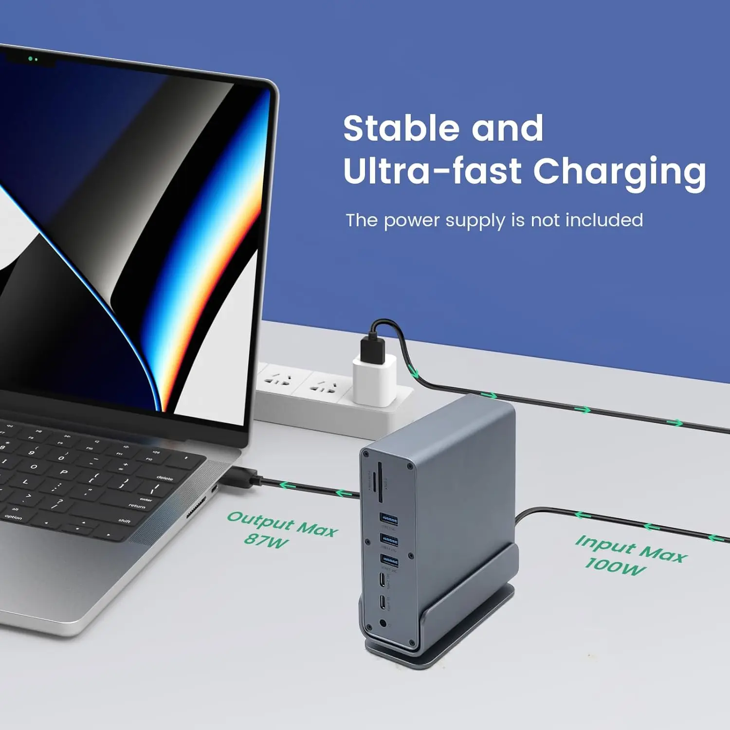 محطة إرساء USB C 15 في 1 محور عمودي 4K HD مع شاشة ثلاثية RJ45 1000M، USB 3.0/2.0، PD 3.0، SD/TF، Audio 3.5 لأجهزة الكمبيوتر المحمول