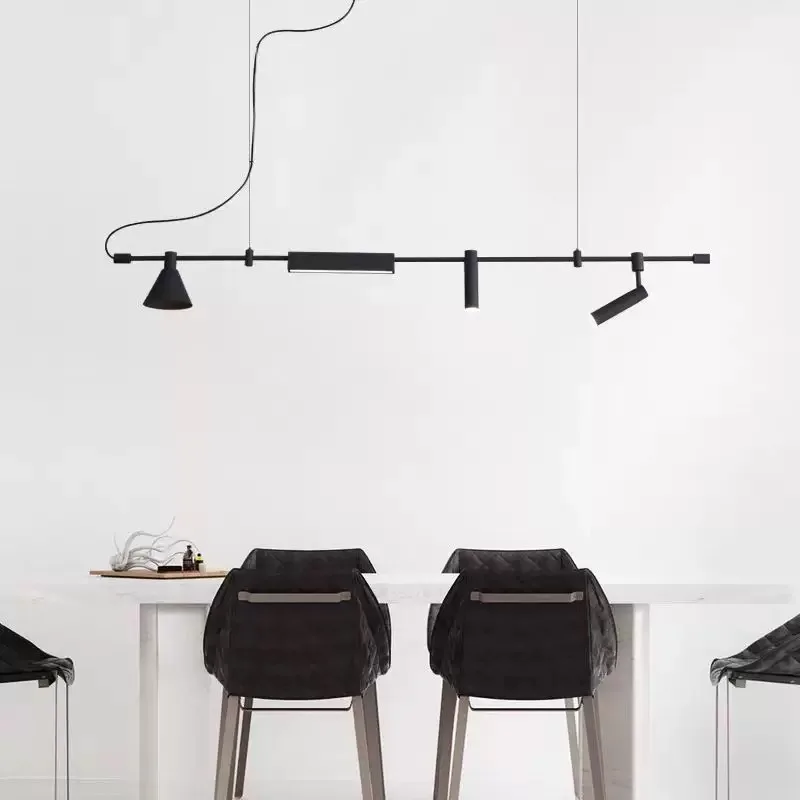 Very Simple Creativity Design Sense Black Long Strip Chandelier for Bar Island Tea Table Shop Front Desk Dining Room