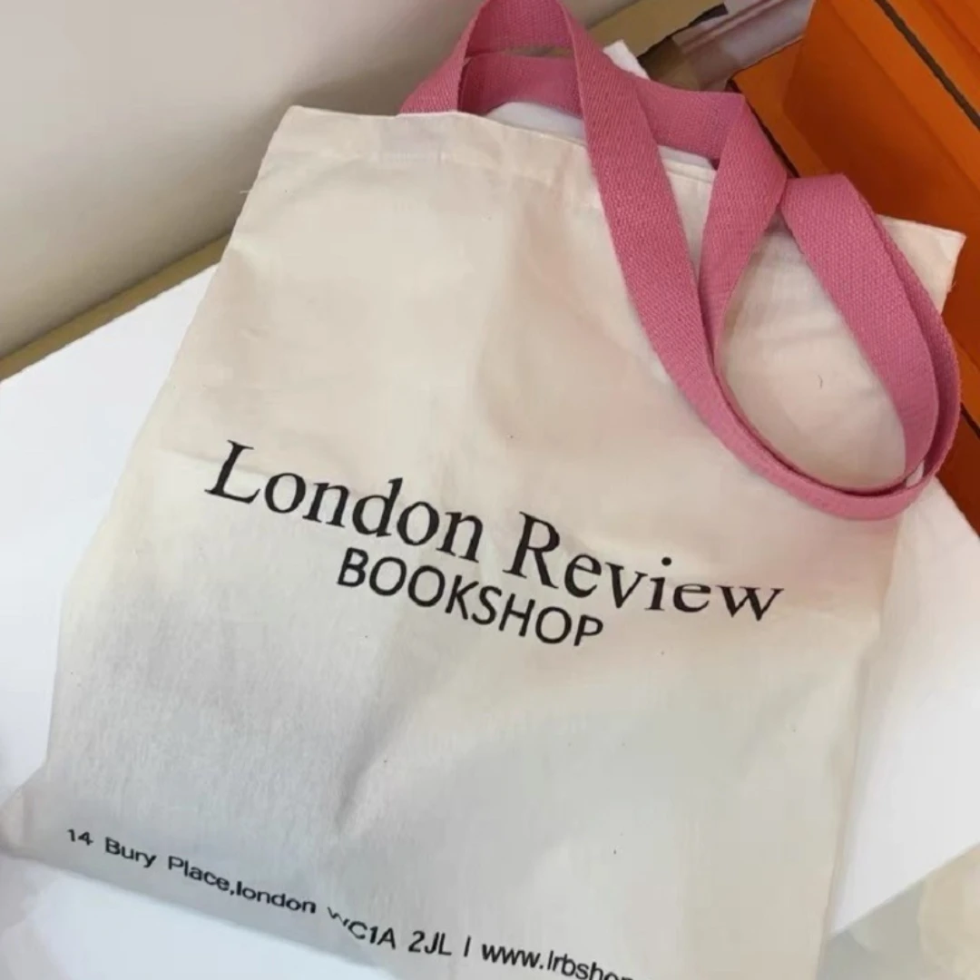 London Bookstore Pink Shoulder Canvas Bag Retro Canvas Bag Niche Design Hand Shopping Bag