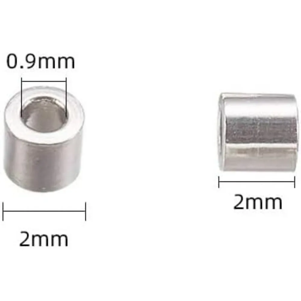 500pcs 2mm Mini Loose Bead Stainless Steel Beads 0.9mm Hole Tube Metal Beads Spacer Bead Small Hole Loose for Bracelet