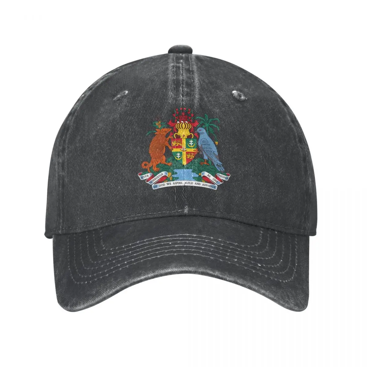 Men Baseball Cap Grenada Emblem Charcoal Washed Denim Classic Vintage Cotton Dad Trucker Hat Unisex Adult