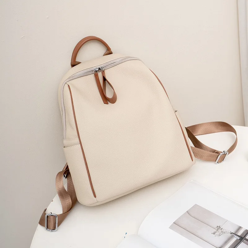 Causal Woman Genuine Leather Backpack Real Cow Leather Travel Bags Fashion Girls Leather Backpacks