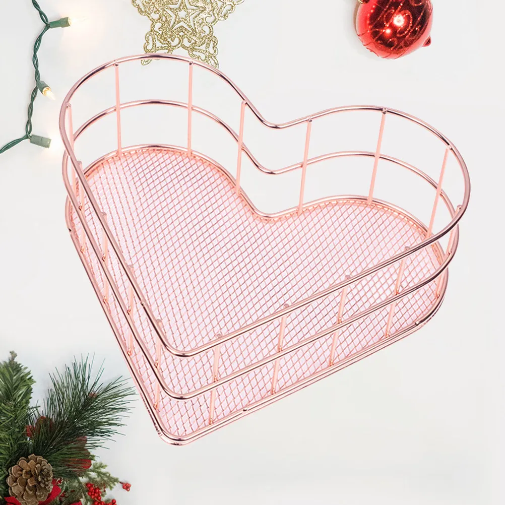 1Pcs Rose Golden Metal File Storage Basket Modern Minimalist Desktop Organizer for Home Office School Magazine Books Files