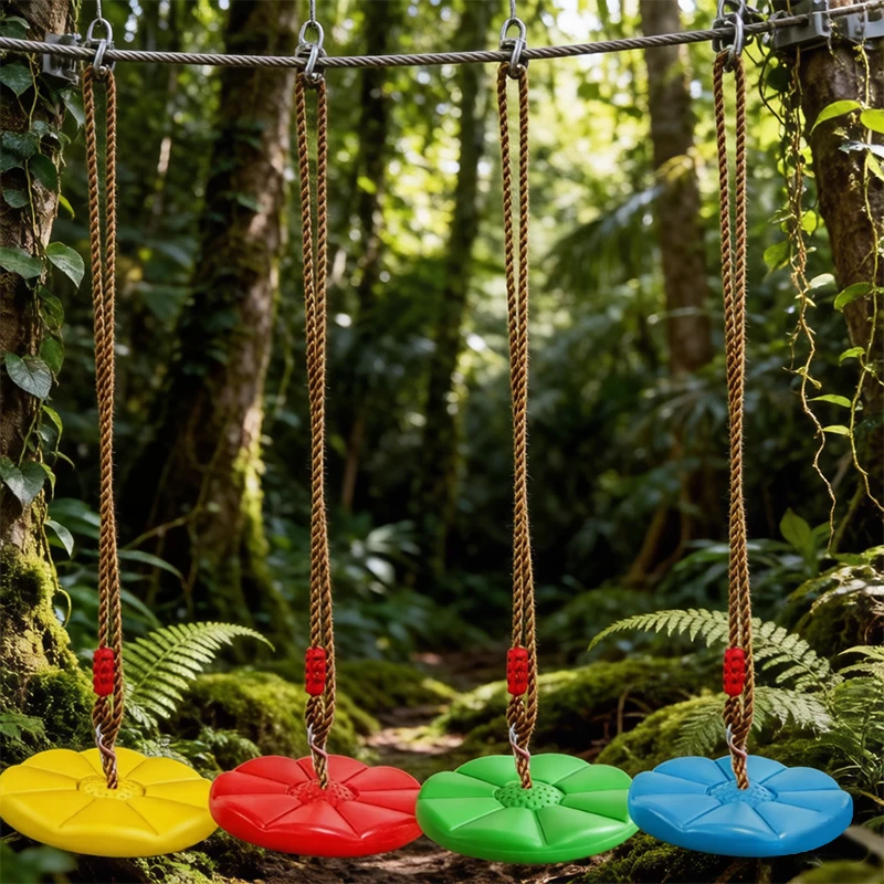 Kids Octagonal Petal Disc Swing Red Blue Thickened Hanging Rocking Swing Indoor Outdoor Sports Play Toy Children Backyard Garden