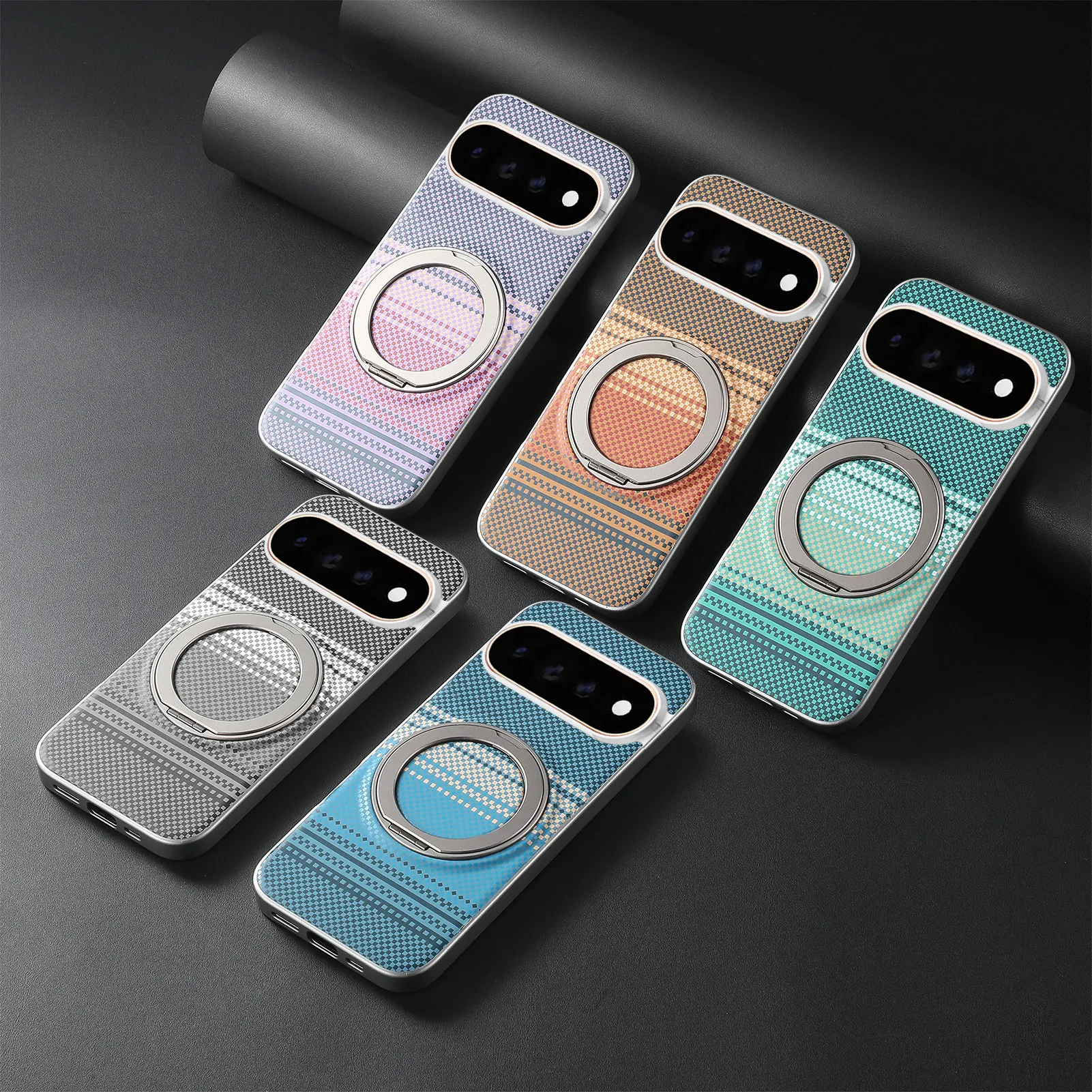 Business Luxury PU Leather Texture Plating Frame Case For Google 11 Pro XL 11 Pro for Magsafe Rotable Bracket Shockproof Cover