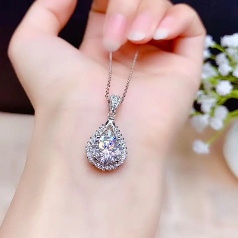 Necklace for Woman Wedding Fine Jewely with 925 Sterling Sliver Plated 18k White Gold Necklace - view 3