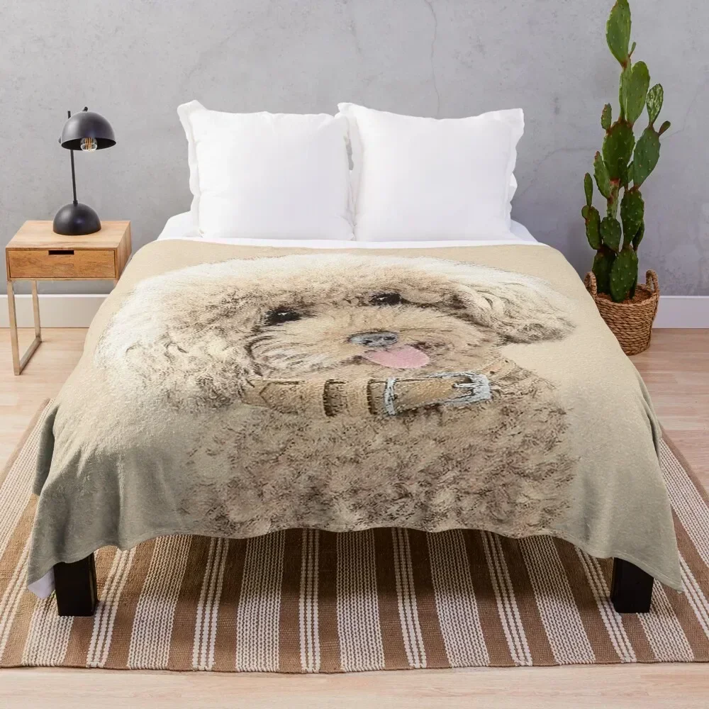 Poodle juguete miniatura albaricoque crema marrón manta cama a cuadros para bebé Picnic mantas gruesas de lujo