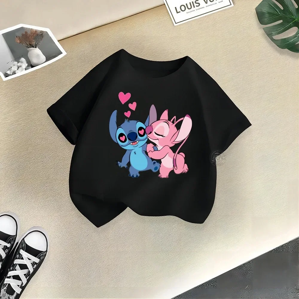 Disney summer Street creative printed clothing Stitch Cotton Baby T-shirt Boys girls crewneck blazer top