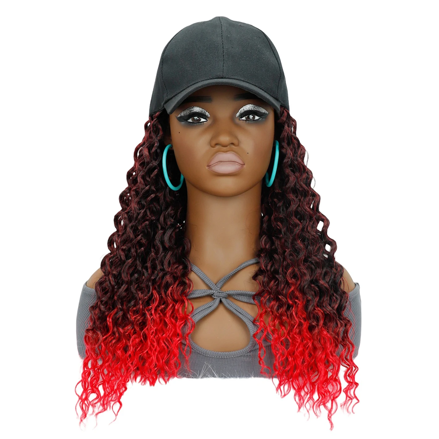 

Синтетическая бейсболка Jeedou, парик, шляпа, парик, глубокий вьющийся африканский парик, быстрая прическа, смена, повседневная одежда, естественный вид