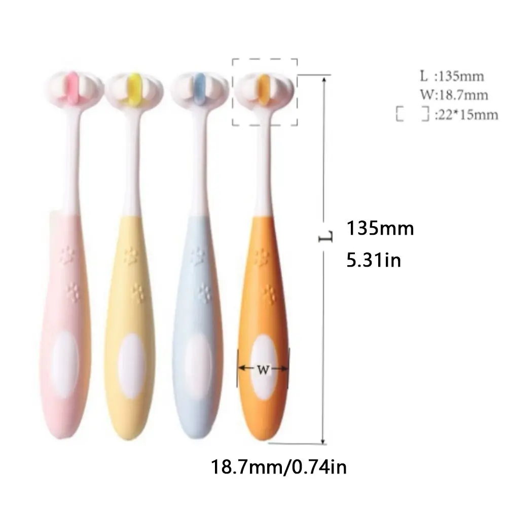 Cepillo de dientes de tres lados de dibujos animados, limpieza bucal ultrafina, en forma de V, duradero, todo incluido