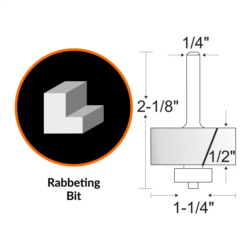 WEN 1-1/4 Rabbeting Carbide-Tipped Router Bit with 1/4 in. Shank-W