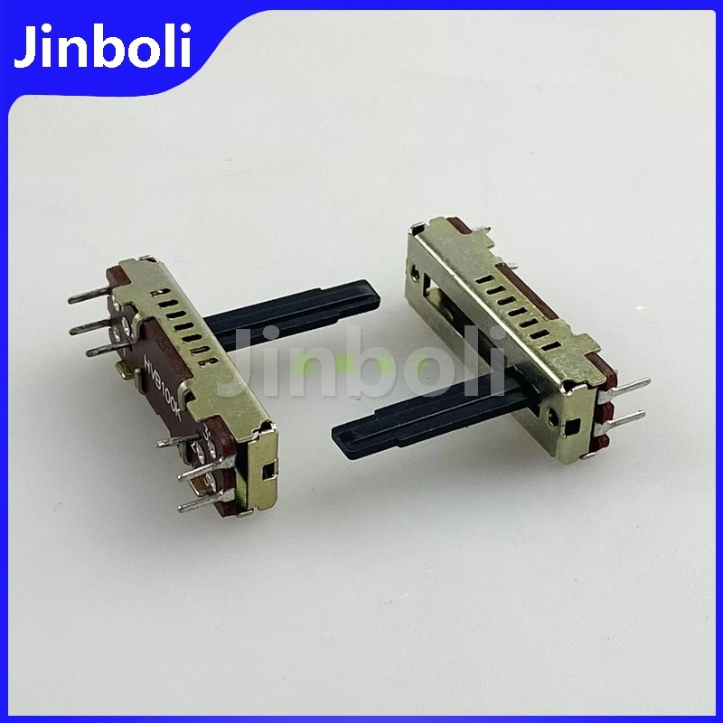 2PCS 30mm HVB100K 9-speed Stepper 6Pins Double Straight Sliding Potentiometer 20mm×4mm Push Handle 15mm Stroke