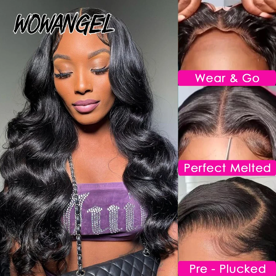 Wow Angel 5x5 HD Lace Closure Wigs Glueless Real HD Lace Wigs Ready to Wear Wigs Deep Part Melt Skins Body Wave Human Hair Wigs