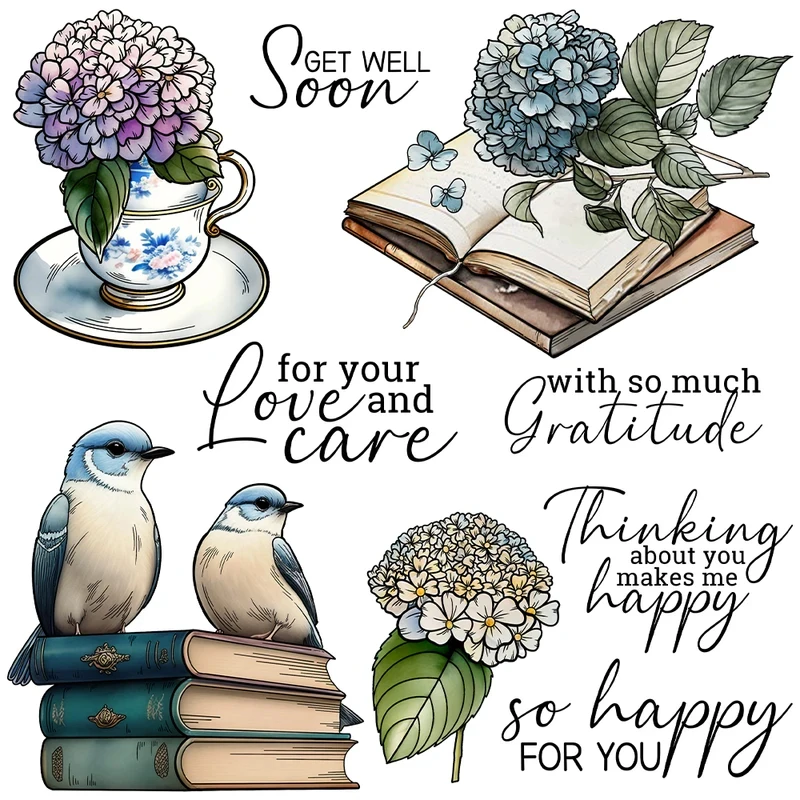 

Books Flowers And Birds Cutting Dies Clear Stamps DIY Scrapbooking Supplies Metal Dies Silicone Stamps For Card Decor