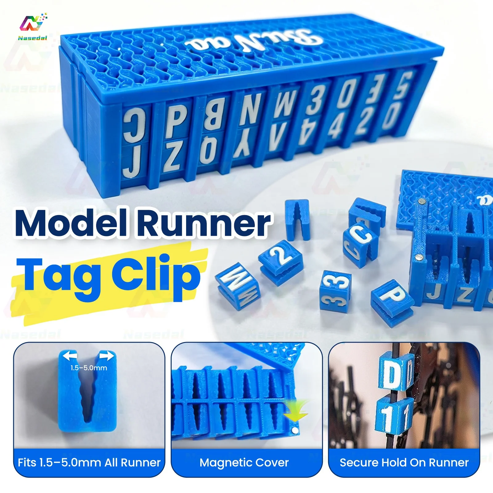36pcs Sprue Holder Clips for Gundam DIY Letters Numbers Tags Models Sprue Easy Find 3D Printed 1.5-5mm Clamping Storage Cases