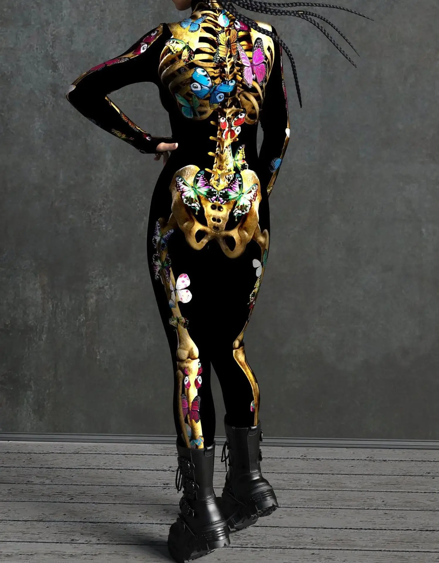 Mechanischer Rüstungs-Roboter-Bodysuit für Frauen, Skelett-Cosplay, Punk-Zentai-Jumpsuit, Kostüm für Halloween-Party, Aufführung, Maskerade – Detail 10