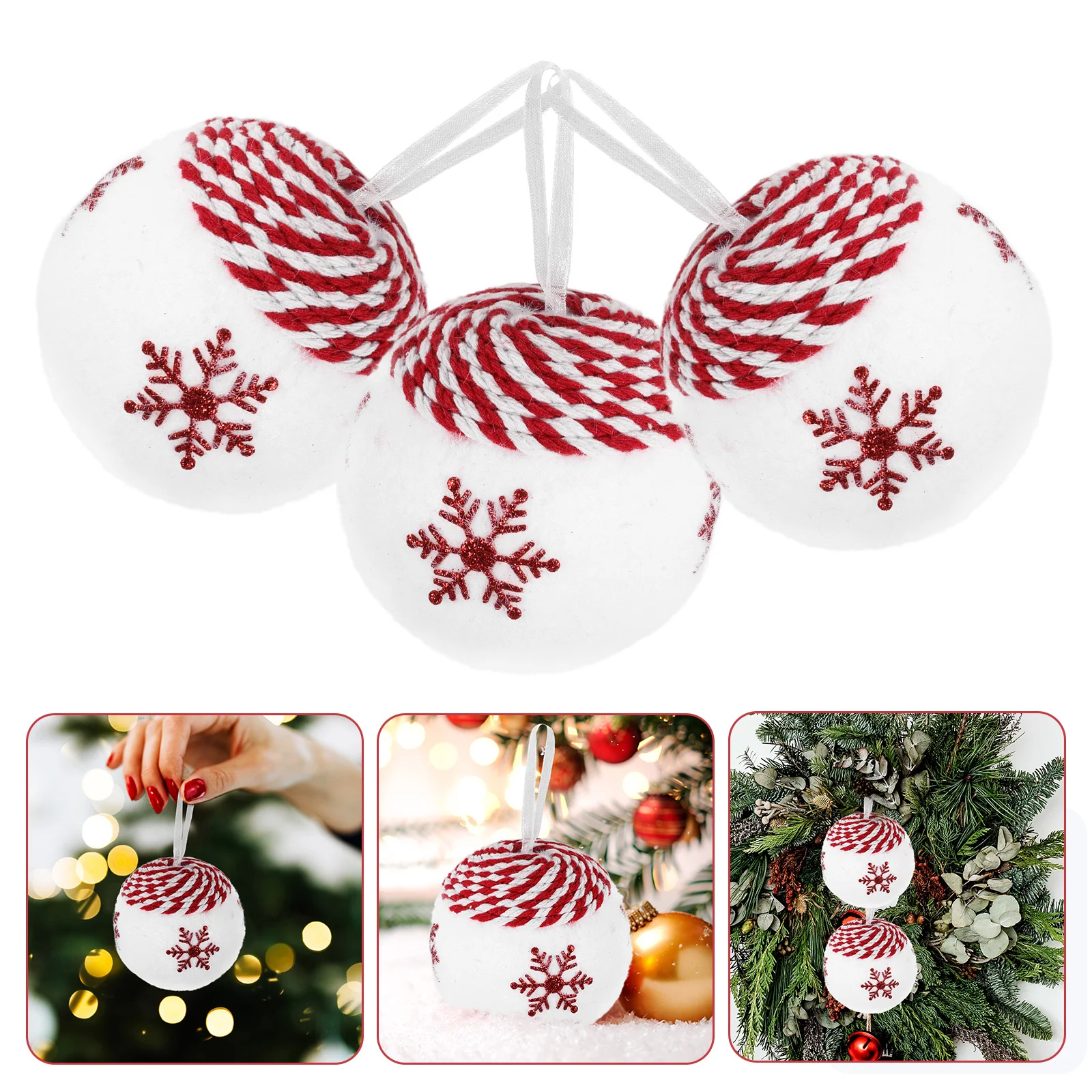 

3Pcs Xmas Tree Hanging Balls Ornaments Christmas Decorations Balls Lightweight Safe Reusable Holiday Decor Christmas Ornaments