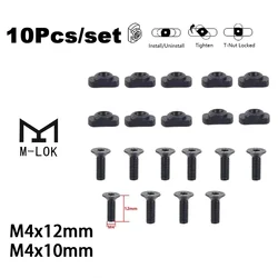 10Pcs/set M-LOK Screw and T-Nut Screw Replacement Set for MLOK Handguard Rail Outdoor Hunting Gun Accessories