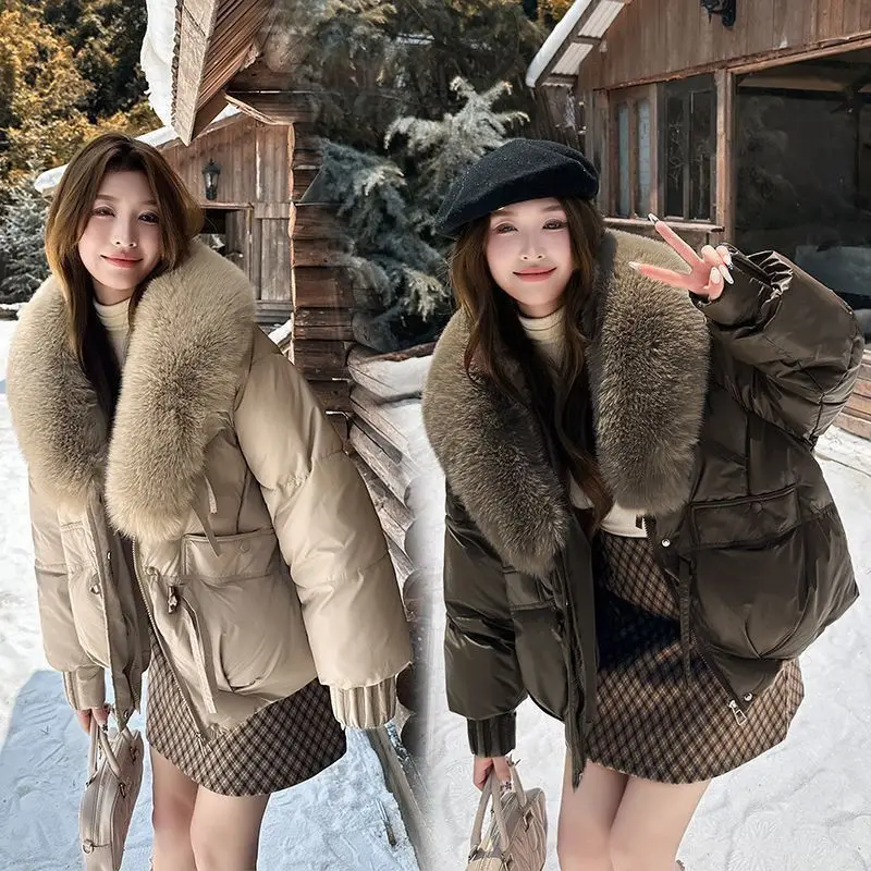 Fashionable Cotton Padded Women's 2025 Winter New Loose Korean Style Temperament fur Collar Exquisite Slimming Women's Outerwear