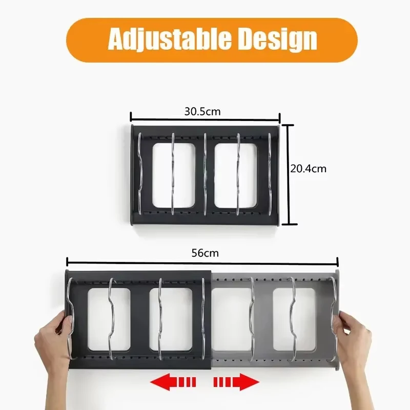 Expandable Stainless Steel Storage Rack Kitchen Cabinet Holder for Pan Pot Lid Cutting Board Drying Cookware Dish Rack Organizer