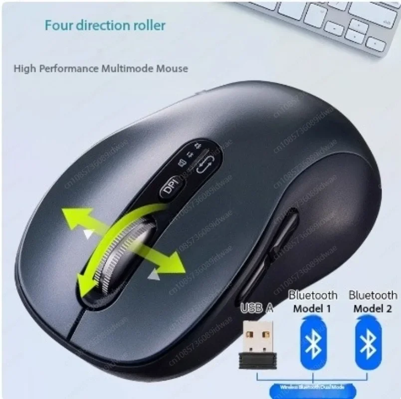 Wireless Bluetooth mouse 3-mode charging mute can be customized button computer office four-way scroll wheel