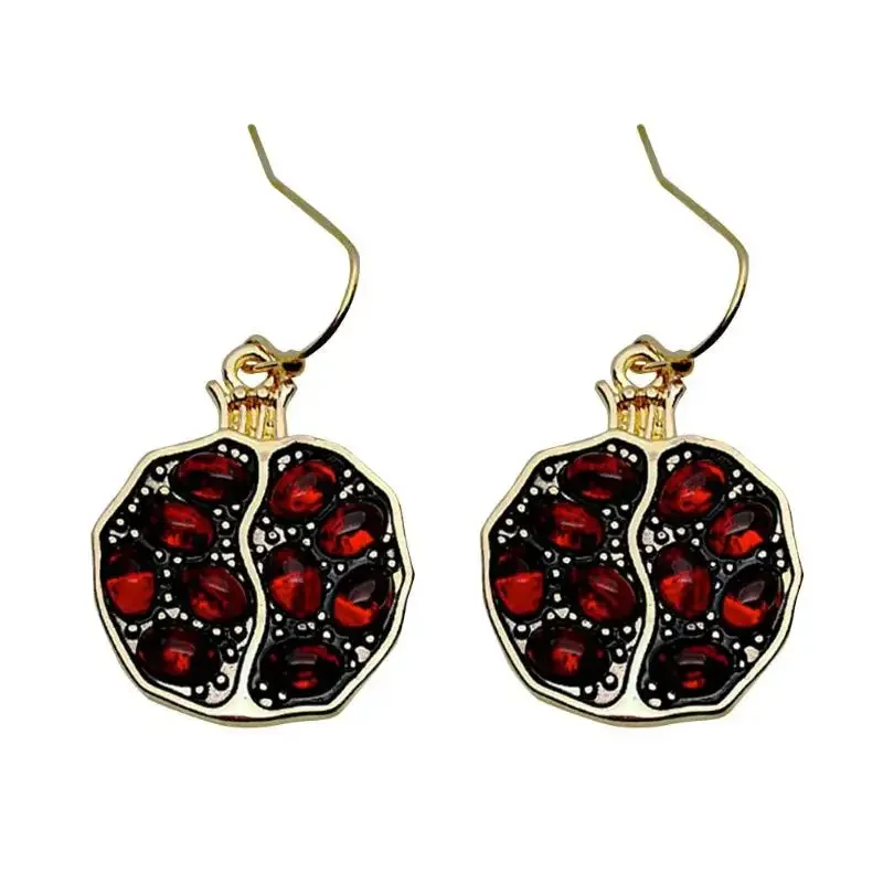 New Vintage Fresh Red Garnet Earrings Pendant Necklace Gold Resin Garnet Jewelry Women Gifts