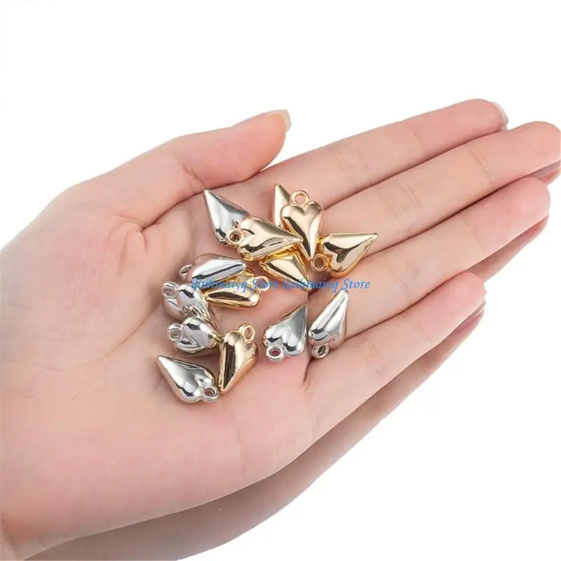 573B Pack of 50 3D Heart Accessories for Handmade Jewelry Sturdy Surfaces in Gold and Silver Color Versatile Wear