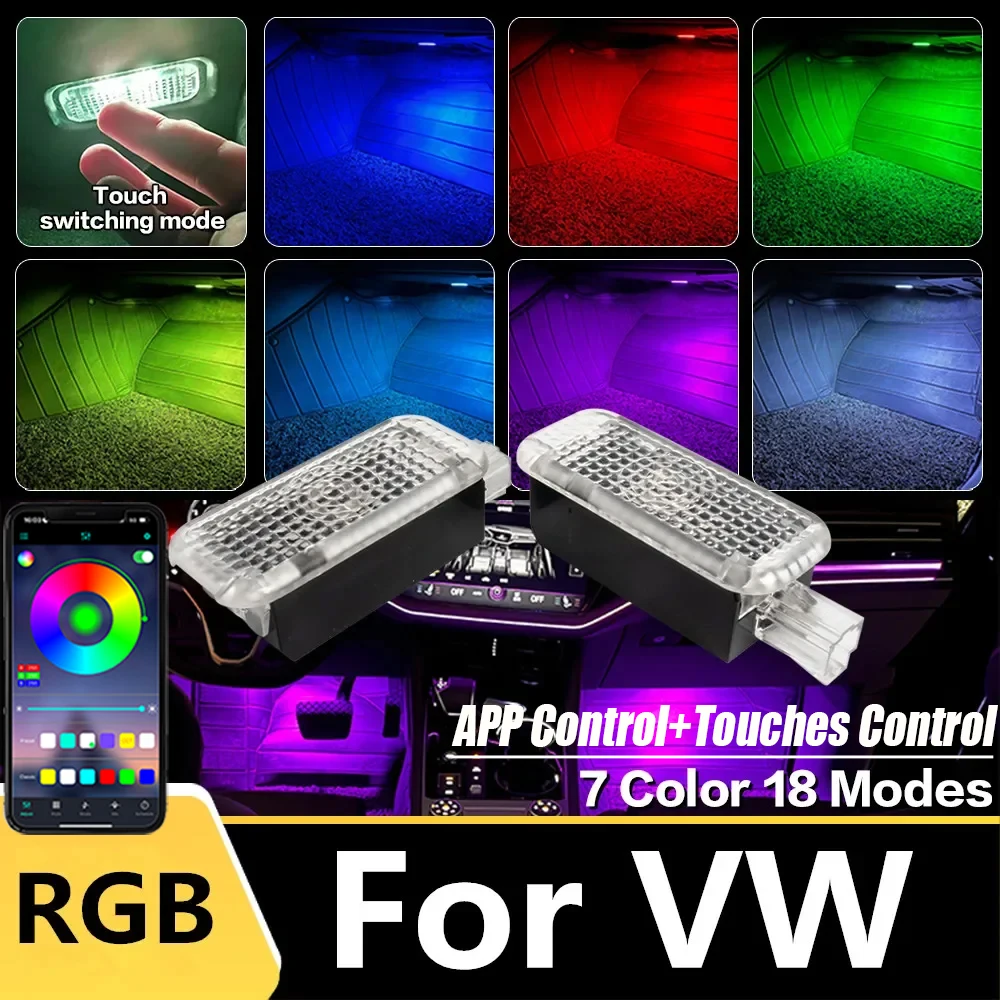

LED Car Footwell Light RGB Atmosphere Lamp Interior Decorative For VW Golf 6 MK6 EOS Sharan 7N Touareg 7L 7P Passat B5 B6 Arteon