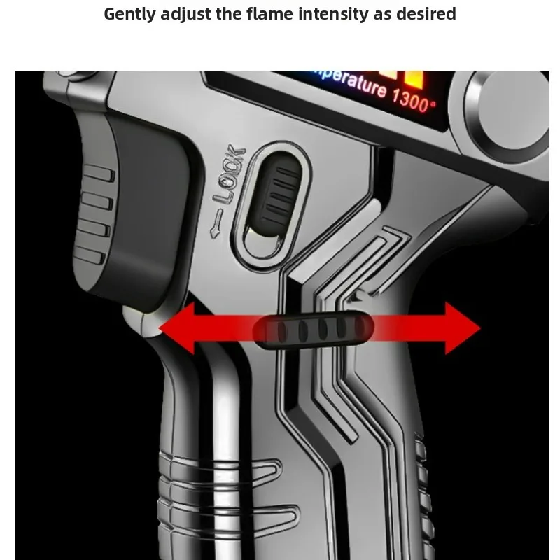 Metal High-temperature High Flame Welding Gun Lighter Windproof Direct Spray Flame Safety Lock Kitchen Cigar Outdoor Lighter - Image 4