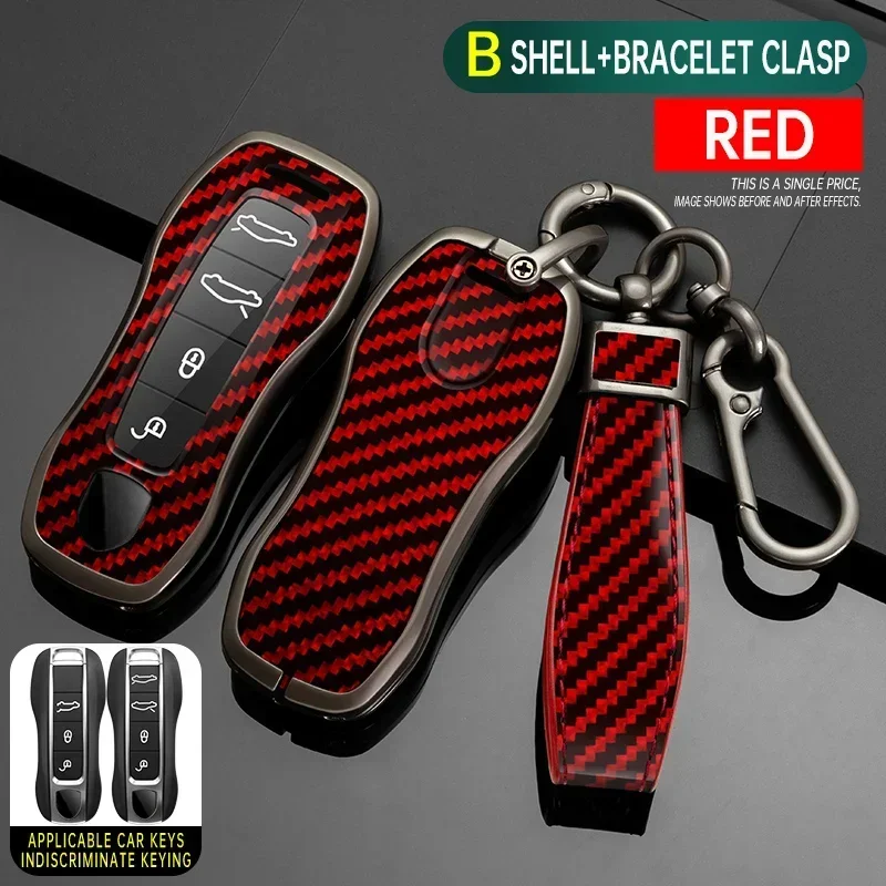 탄소 섬유 아연 합금 자동차 스마트 키 쉘 커버 케이스, 포르쉐 뉴 카이엔 파나메라 911 992 타이칸 자동차 키 케이스 액세서리