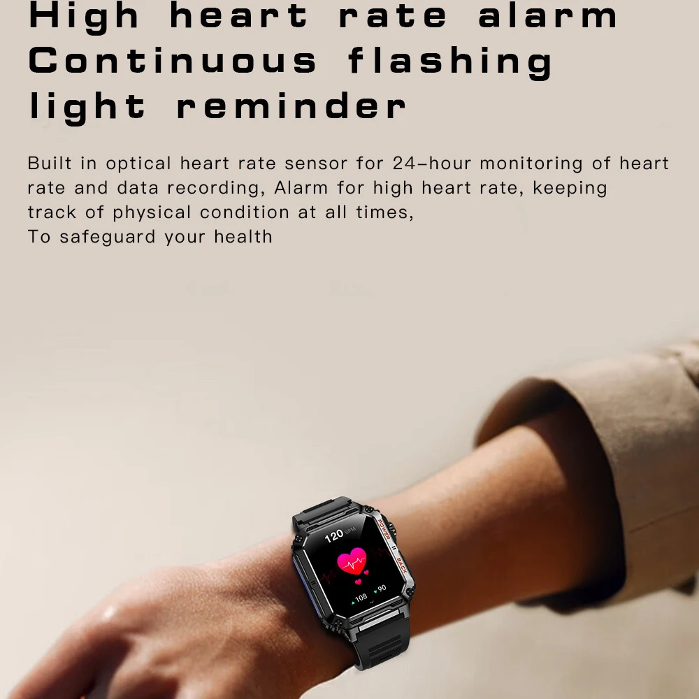 Relojes inteligentes con luz de respiración colorida para hombres, Monitor de Fitness, Smartband deportivo impermeable, monitoreo de la salud del oxígeno en sangre