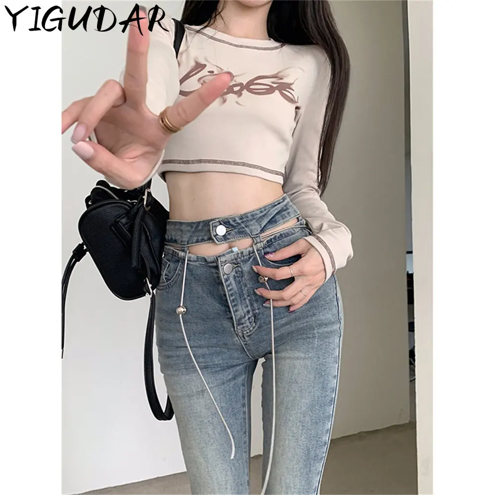 

High Street Hot Girls Beading Japanese Harajuku Low-rise Denim Flared Pants Jeans Shorts Leg Cover for Two Ways Wearing Y2k