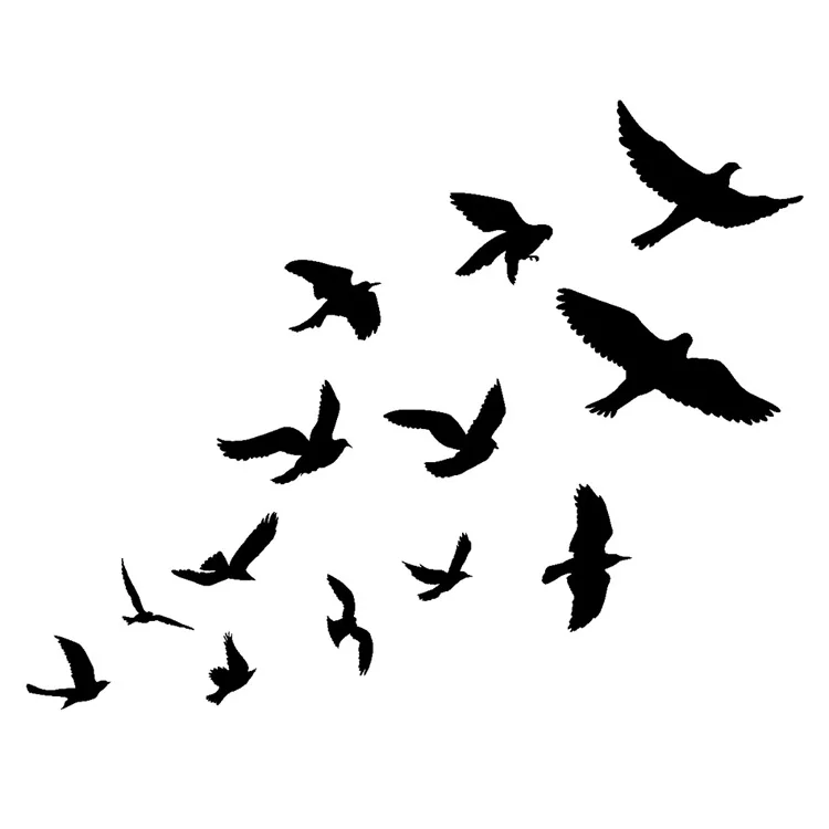 �Many Little Birds Fly“-Wandaufkleber für die Dekoration von Wohnzimmerhintergründen, selbstklebende Wandbilder, zur Verschönerung von Schlafzimmern, abnehmbare Aufkleber. – Detail 7