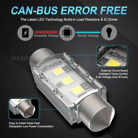 Светодиодные лампы C5W Festoon 28-44 мм, белый свет, CANBUS — изображение товара