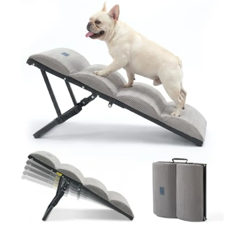 Dog Ramp for Bed Couch for Small to Large Dog, Foldable Ramp for Dogs to Get on Bed 5 Adjustable Height from 12 to 20, Pet Cat