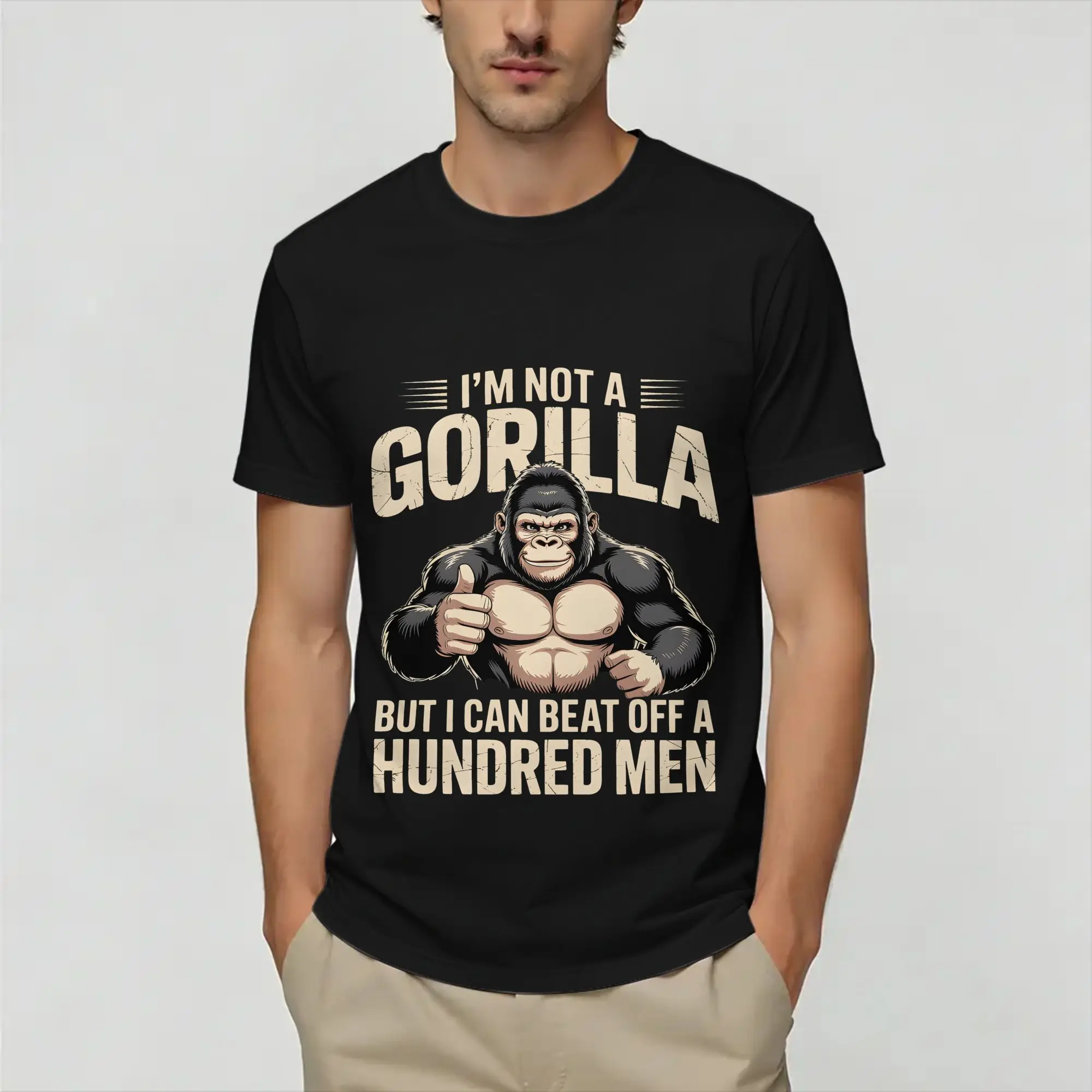 Born  Forced To Wipe Funny Gorilla  T-Shirt Summer  Cotton T-Shirts For Men  Print Tee Shirt Short Sleeves Vintage Top Tees