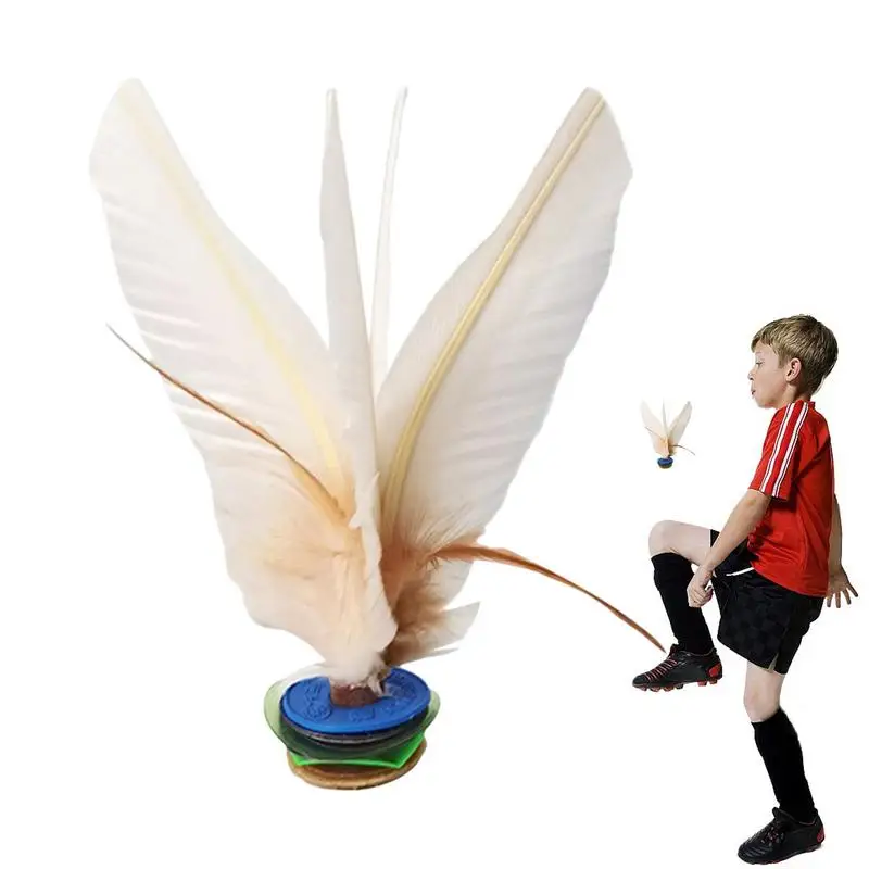 White Kick Shuttlecocks White Feathers Foot Kick Toy Game Handwheel Feather Shuttlecock Fitness Entertainment For Kids Adults