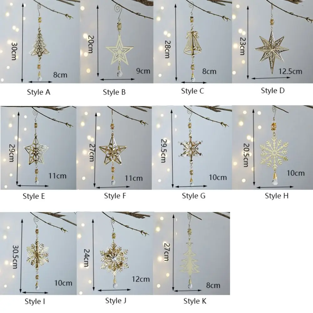 Iron 3D Christmas Snowflakes Pendant Three-dimensional Glitter Christmas Tree Hanging Ornaments Reusable Plating Gold/Silver 6
