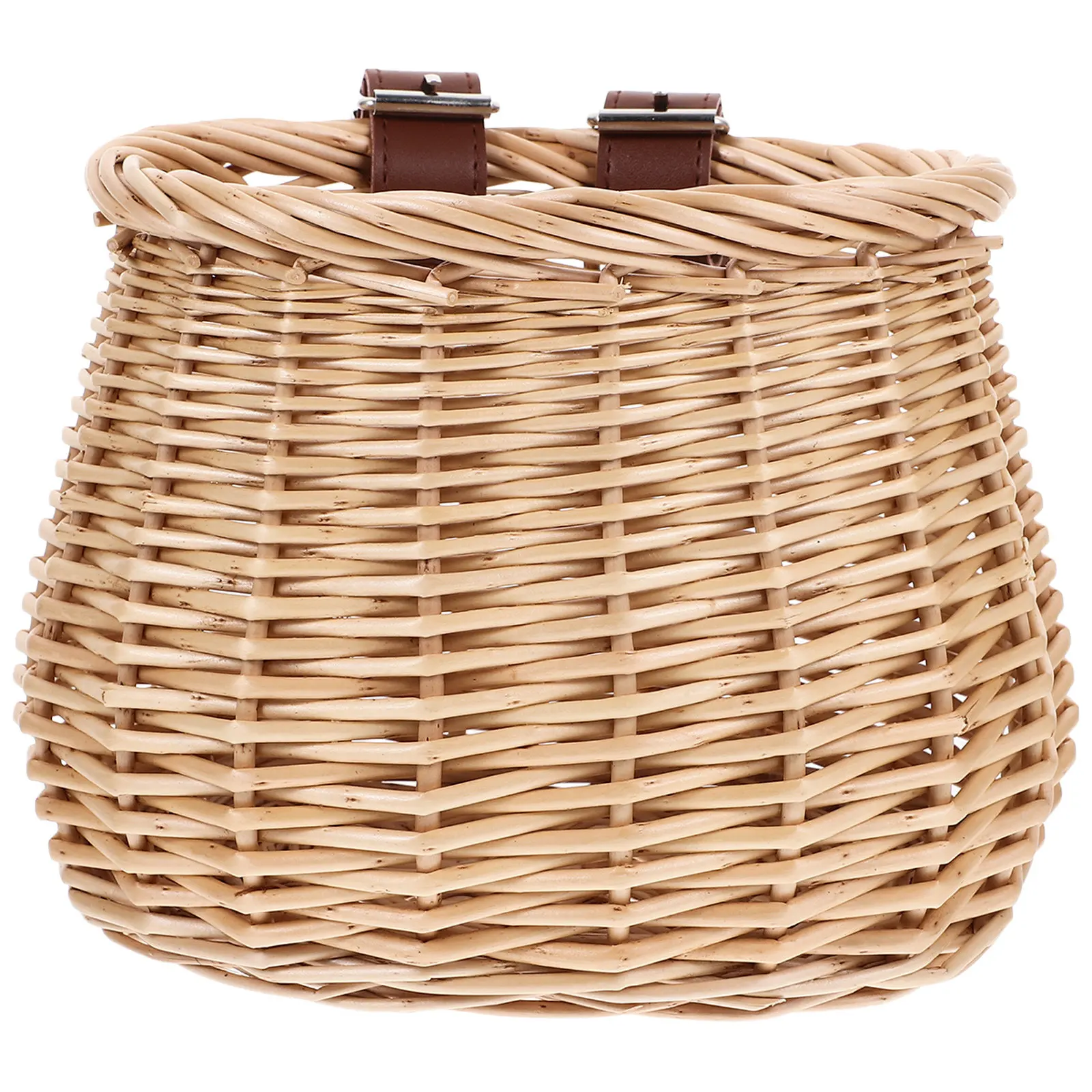 

1 шт. Передняя корзина для велосипеда из натурального ивового ротанга, большая вместимость, для телефона и зонта, легко крепится на руль, прочная плетеная конструкция